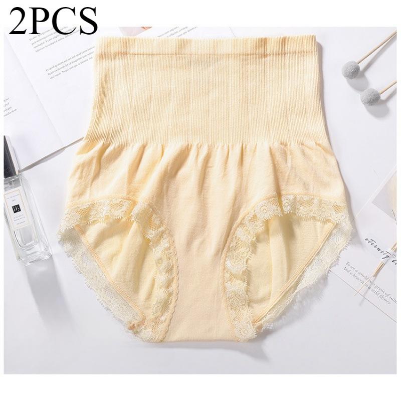 2pcs/lot Seamless High Waisted Abdominal Underwear for Women Hip Lifting Shaping Body Shaping Lace Underwear for Women Panties