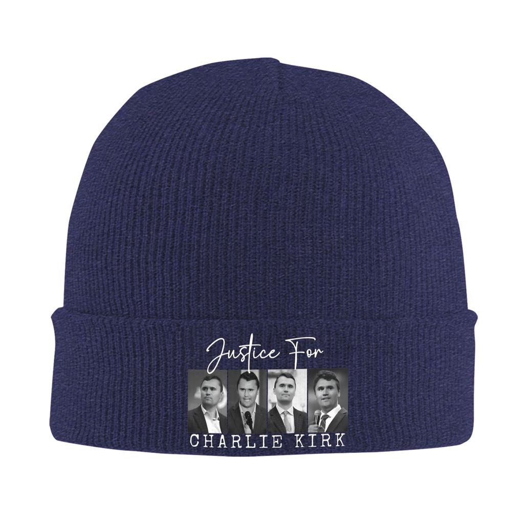 Justice For Charlie Kirk Beanie Hats Knitted Hat Men Women Trendy Thermal Elastic Caps Autumn Outdoor Sport Graphic Bonnet Hats