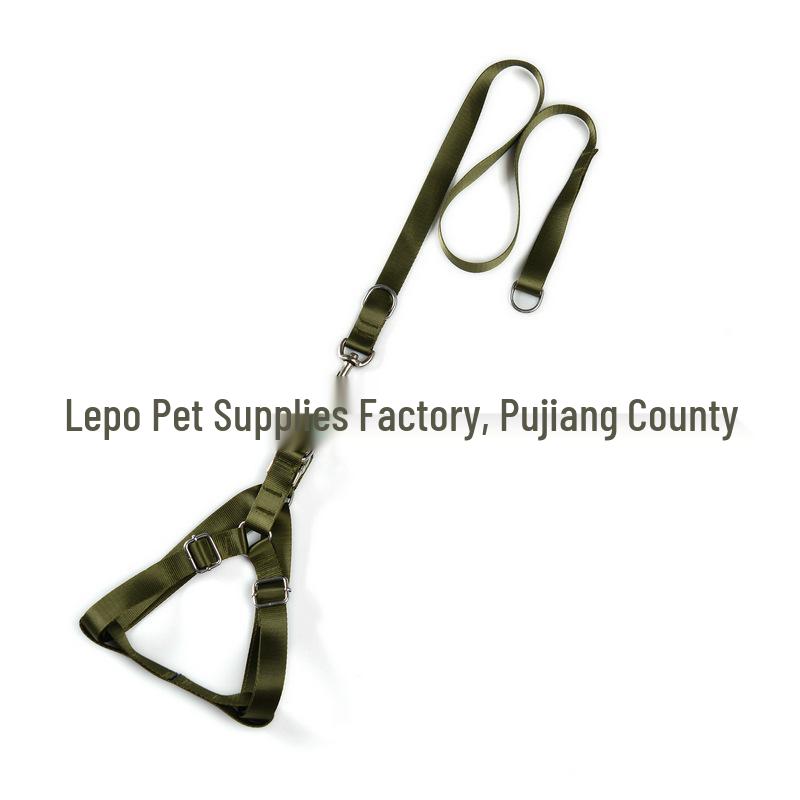 

Thickened Alloy Buckle Chest Harness & Leash Set for Large Dogs (Golden Retriever, Border Collie) W 2.0cm*1.2m армия зеленый