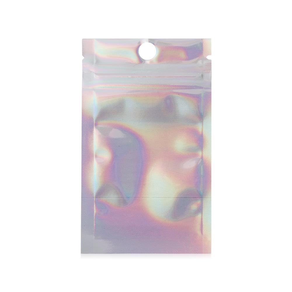 20 Pcs Zip Bags Aluminum Foil Hologram Food Mylar Pouch Small Water Proof Zipper Reclosable Pouches Plastic Self Seal Bag