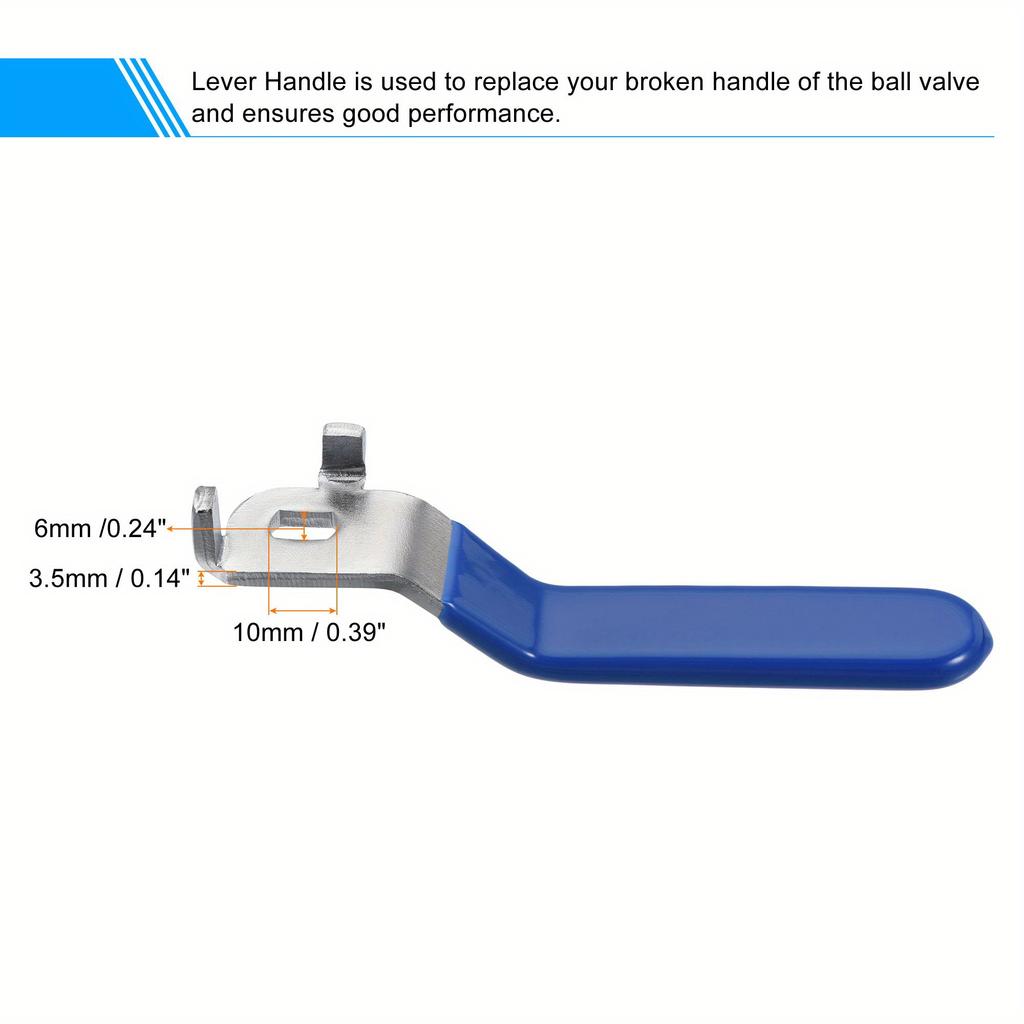 1pc Lever Handle Iron Chrome Plated Replacement Quarter Turn with Plastic Grip Blue for DN25 Ball Valve