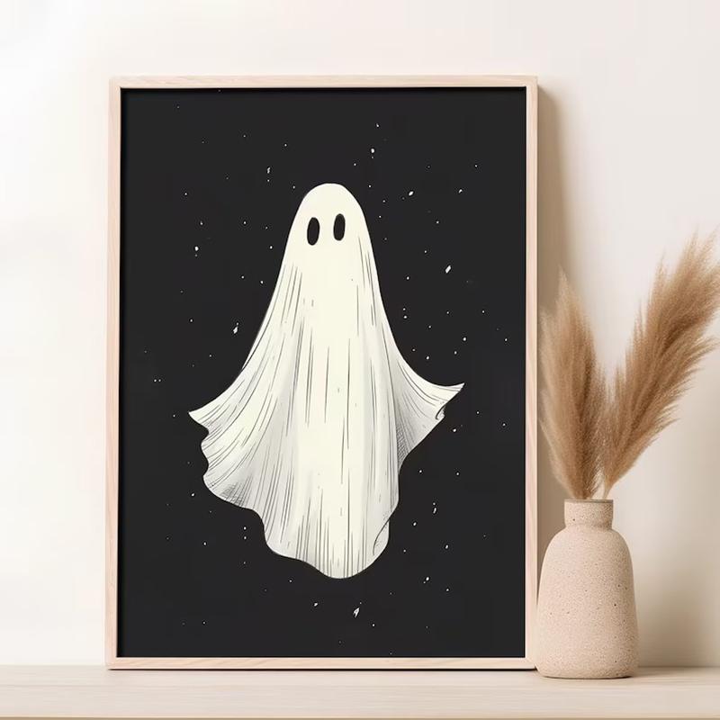 Halloween Ghost Print, Halloween Poster, Spooky Wall Art, Ghost Picture, Vintage Halloween Decor, Dark Art Poster, Ghost Artwork 21X30CMNo Framed
