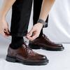 2026 New Leather Shoes for Young Men British Brock Formal Business Increase Casual Black Wedding Groom Lace-up Men's Shoes