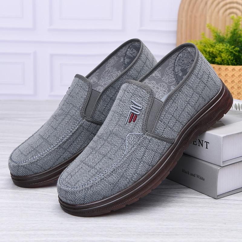 Breathable Linen Men's Shoes New Non-slip One-pedal Casual Shoes Summer Old Beijing Cloth Shoes Single Shoes Middle-aged and Elderly
