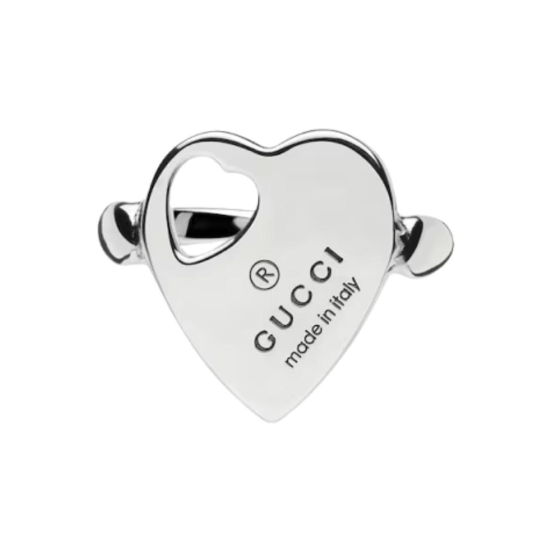 Gucci Trademark Hollow Heart Detail 925 Silver Ring Unisex rings 796357-J8400-8106 14