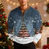 Mens Christmas Sweater Zip Up Sweatshirts Vintage Knit Graphic Sweatshirt Xmas Stand Collar Pullover