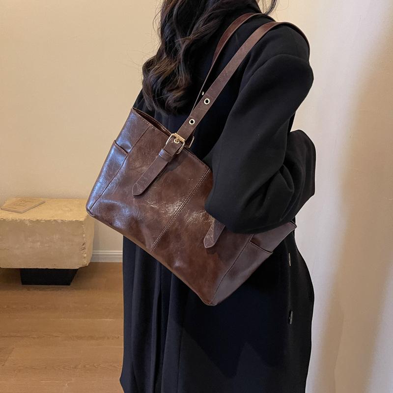 Mode Retro Damen PU Leder Schultertaschen Trend Lady Achseltasche Große Kapazität Damen Pendler Handtasche CLE