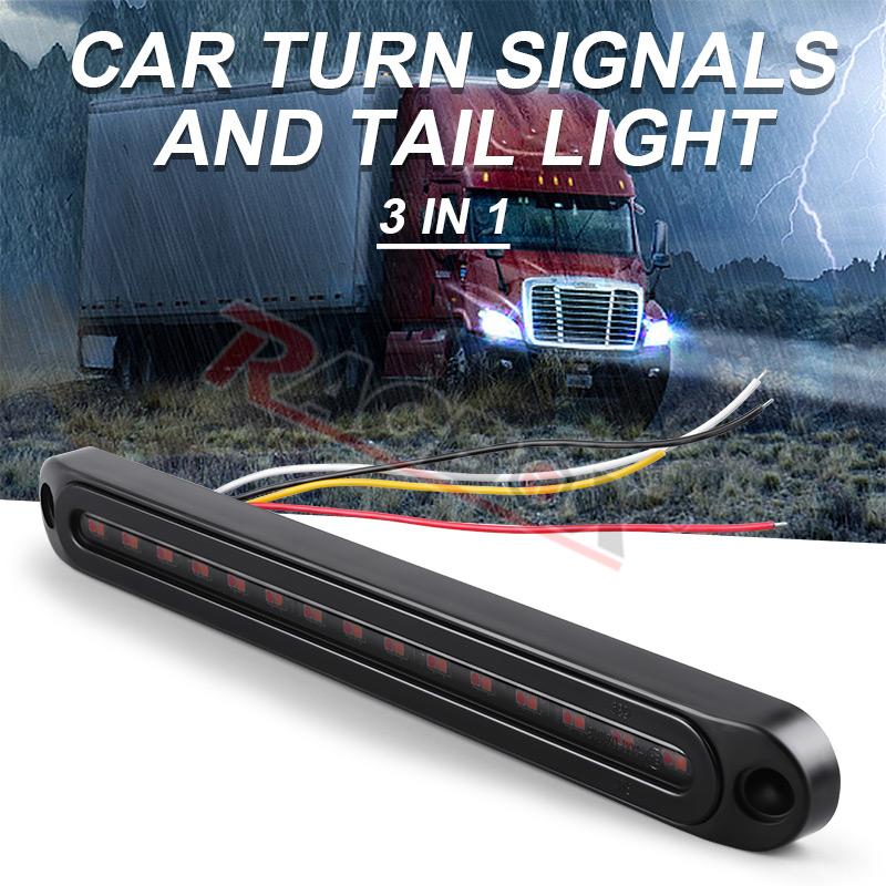 2pcs 15 LED Trailer Tail Light Bar Stop Brake Turn Signal Light Sequential Strobe LED Strip Lamp Smoked Lens Pickup Truck RV UTV