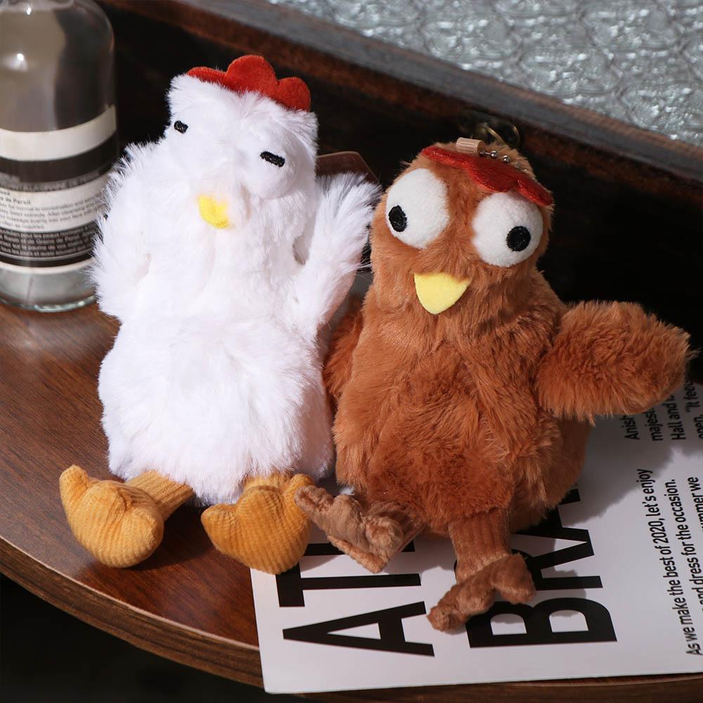 Rubber Hens Key Ring Cartoon Egg-laying Animal Key Holder Adorkable Plush Chicken Keychain School