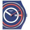SWATCH Gent Series Quartz Movement Minimalist Blue Unisex Swiss Watch 34mm Black Dial Biosource Material Case Silicone Strap SO28N703