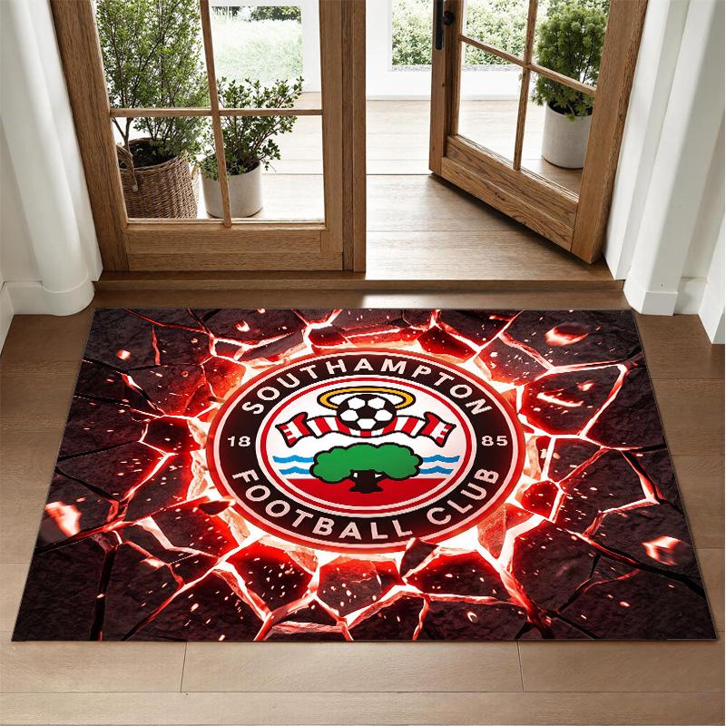 Southampton Football Design Crystal Velvet Rug Soft Decorative Mat for Bedroom Entrance