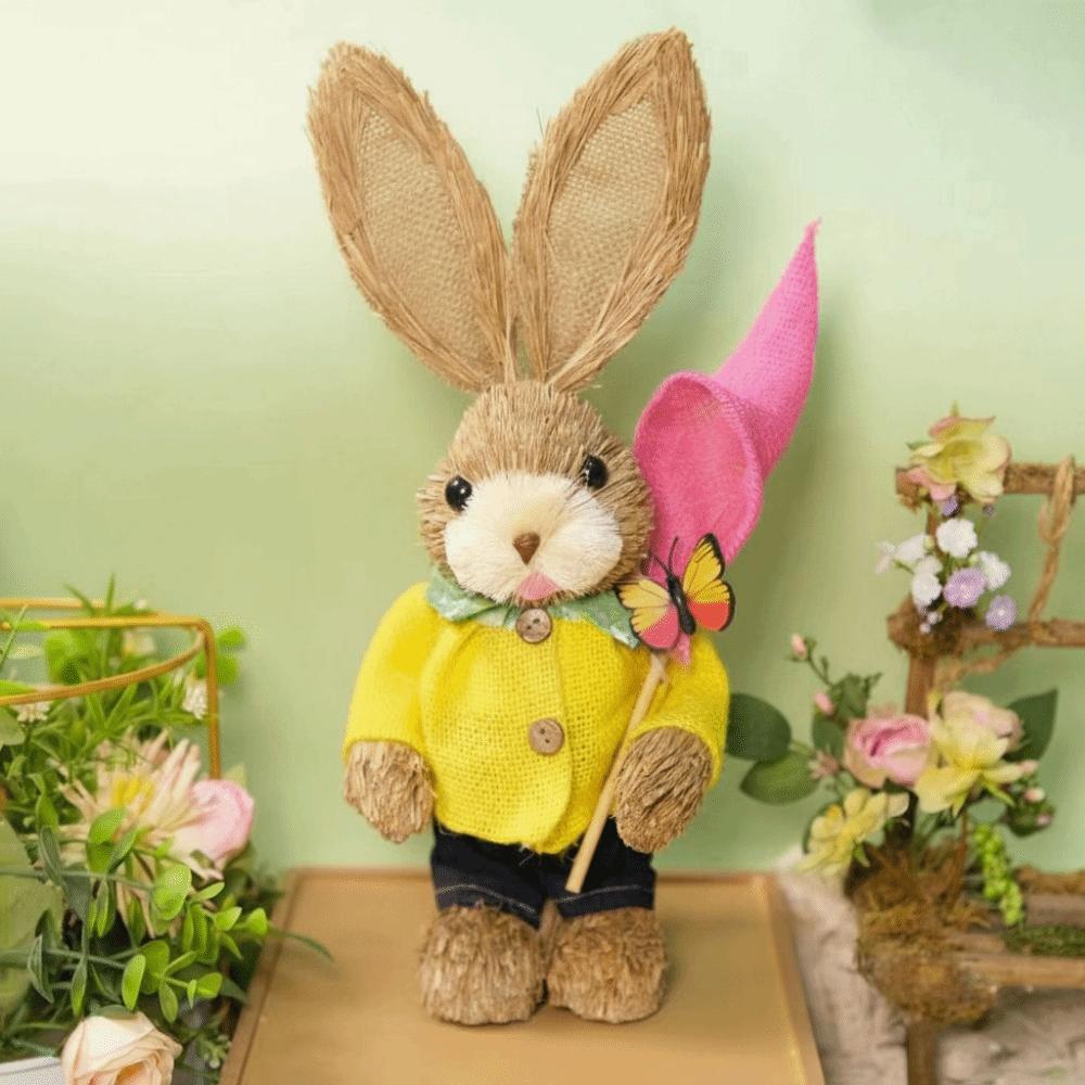 Realistic Design Woven Bunny 35cm Size Bunny Figure Easter Straw Rabbit  Window Display