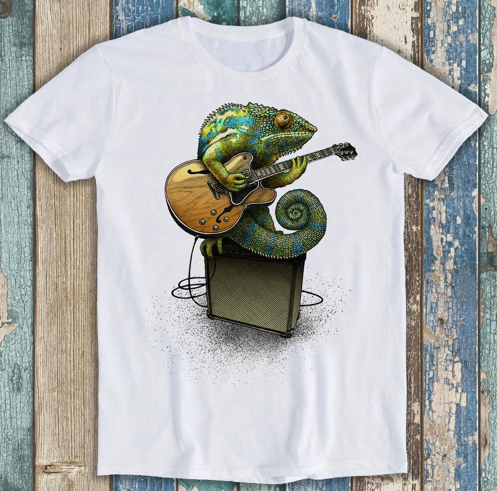 

Chameleon Plays The Guitar Music Meme Anime Manga Funny Gift Tee T Shirt M1424 L