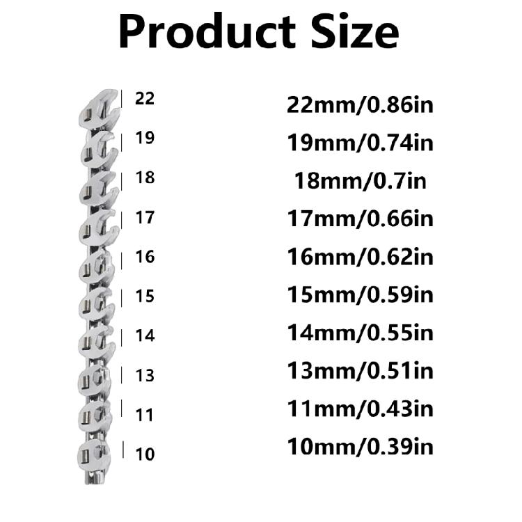 3/8inches Nut Crowfoot Wrench Set Horn Wrench Head Square Head Hardware Tool Wrench Imperial Bullhorn Wrenches