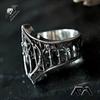 Nieuwe Unisex Geometrische Textuur Kasteel Ring - Klassiek Retro Gotisch Mode Accessoire voor Vakantiecadeau