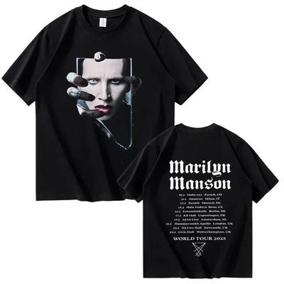 Camiseta de Turnê Marilyn Manson 2026 para Homens e Mulheres, Camiseta de Algodão Puro Impressa de Alta Qualidade para o Verão, Tamanho Extra Grande