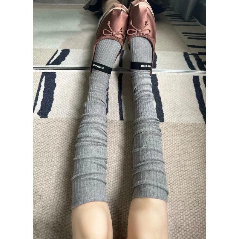 Hehe Socks - Double-stitch Knee-length Long Socks, Calf Socks with Stripes, Trendy Thigh-high Socks