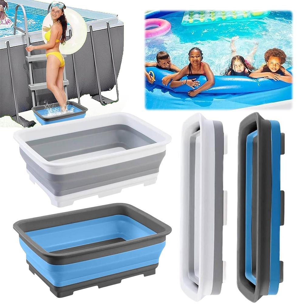 Pool Foot Wash Tray Collapsible Footbath Tub Non-Slip for Above Ground Swimming Pools Accessories