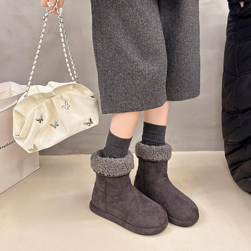 Women's lightweight comfortable thick sole cold warm padded snow boots non-slip wear outdoor sports mid-calf cotton boots