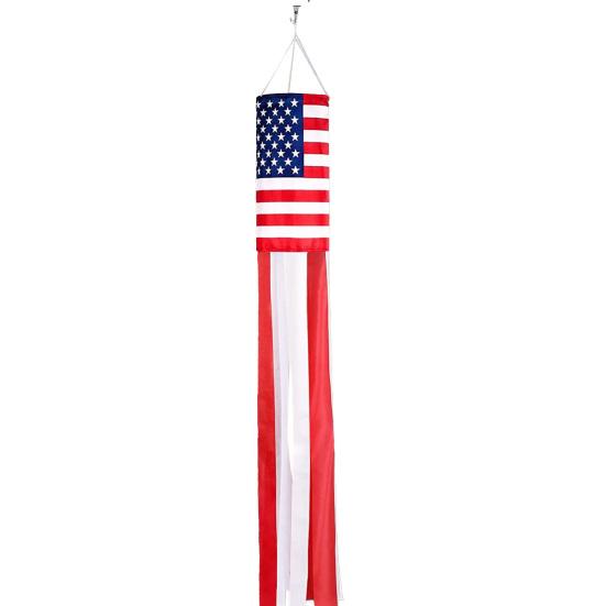 Amerikanische Flaggen-Windsock mit LED-Lichtern, große rot-weiß-blaue patriotische Windsocke für den 4. Juli, Memorial Day, Garten, Außenbereich