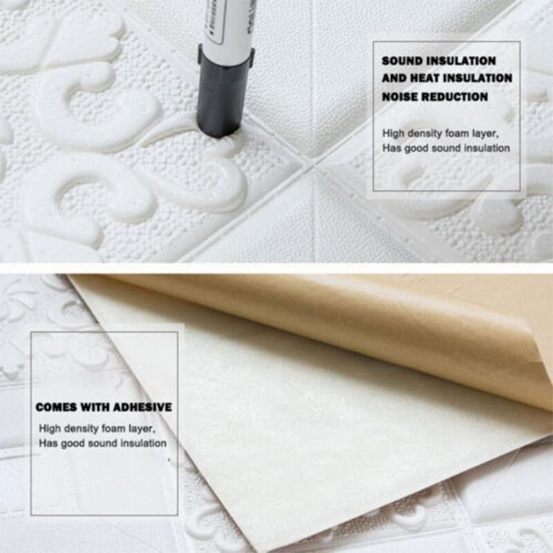 10PCS 3D Tile Brick Wall Sticker Wallpaper Self-adhesive Waterproof Foam Panel