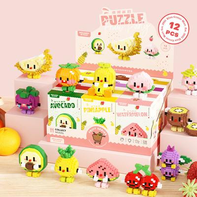 Kreative Bausteine für Kinder Puzzlemontage Wassermelone Durian Avocado Schreibtisch Cartoon-Puppe Ornamente DIY Spielzeug Geschenk für den täglichen Gebrauch