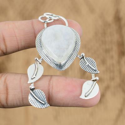 Natural Rainbow Moonstone Gemstone Jewelry 925 Sterling Silver Pendant For Women