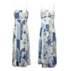 Damen Sommer Ärmelloses Kleid Lässig Vintage Blumendruck Bindedetail Rücken A-Linie Partykleid für Urlaub Strand Streetwear