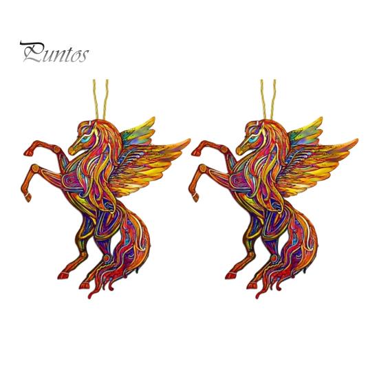 Fade-resistant Horse Pendant 2Pcs 2D Acrylic Animal Charm Christmas Wall Art Accessory Tree Door Window Hanging Ornament Automotive Decoration