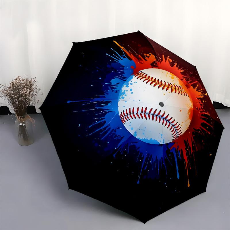 1pc Baseball Splash ArtworkUmbrella with Plastic Handle,Suitable for All Seasons Home Travel Outdoor UmbrellaB1736