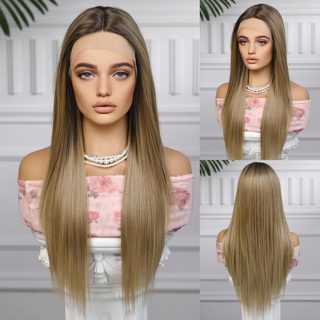 ALAN EATON Damen Lace Front Perücken Honigbraun Rot Perücke Gerade Lange Perücken Täglich Party Cosplay Hochzeit Hohe Dichte GluelessWig