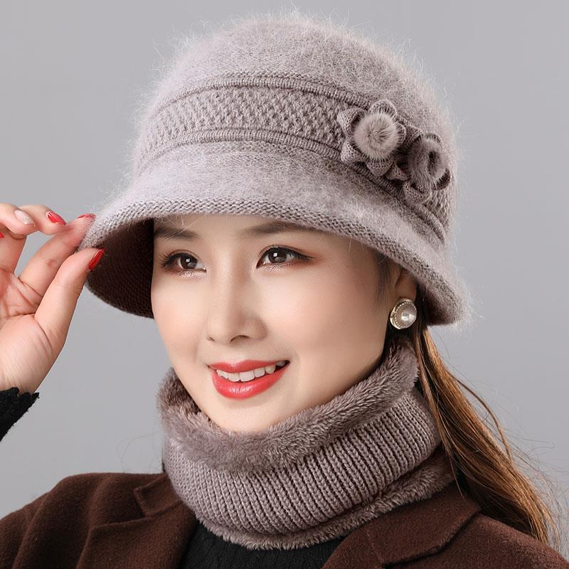 

Головные уборы для тепла зимой, холодные головные уборы, головные уборы для людей среднего и пожилого возраста hat [hat + scarf] светло-коричневого