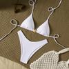 2026 New Plaid Polka Dot Retro Style Triangle Cup Sexy Split Swimsuit Bikini Set Women