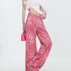ABWEAR Dopamine Leopard Print Slimming Wide Leg Jeans for Women