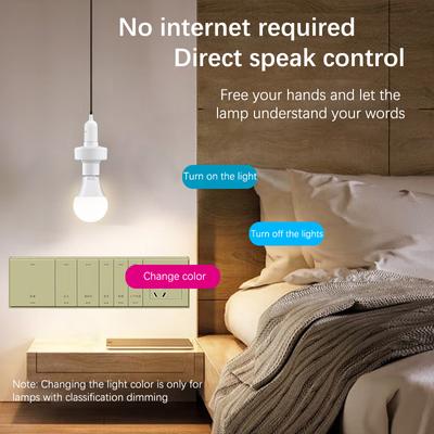 1Pc Offline Intelligent Voice Lamp Head Socket Adapter E27 Led Lamp Holder