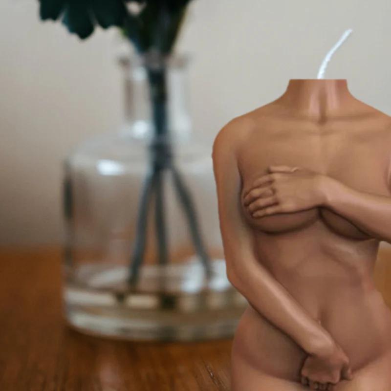 New Shy Man Holding Hands Lady 3D Candle Silicone Mold Pregnant Woman Soap   Home Decoration Products