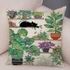Double Print Cute Elegant Black Cat Cushion Cover Decor Cartoon Animal Pillow Case for Sofa Home Car Soft Plush Throw Pillowcase