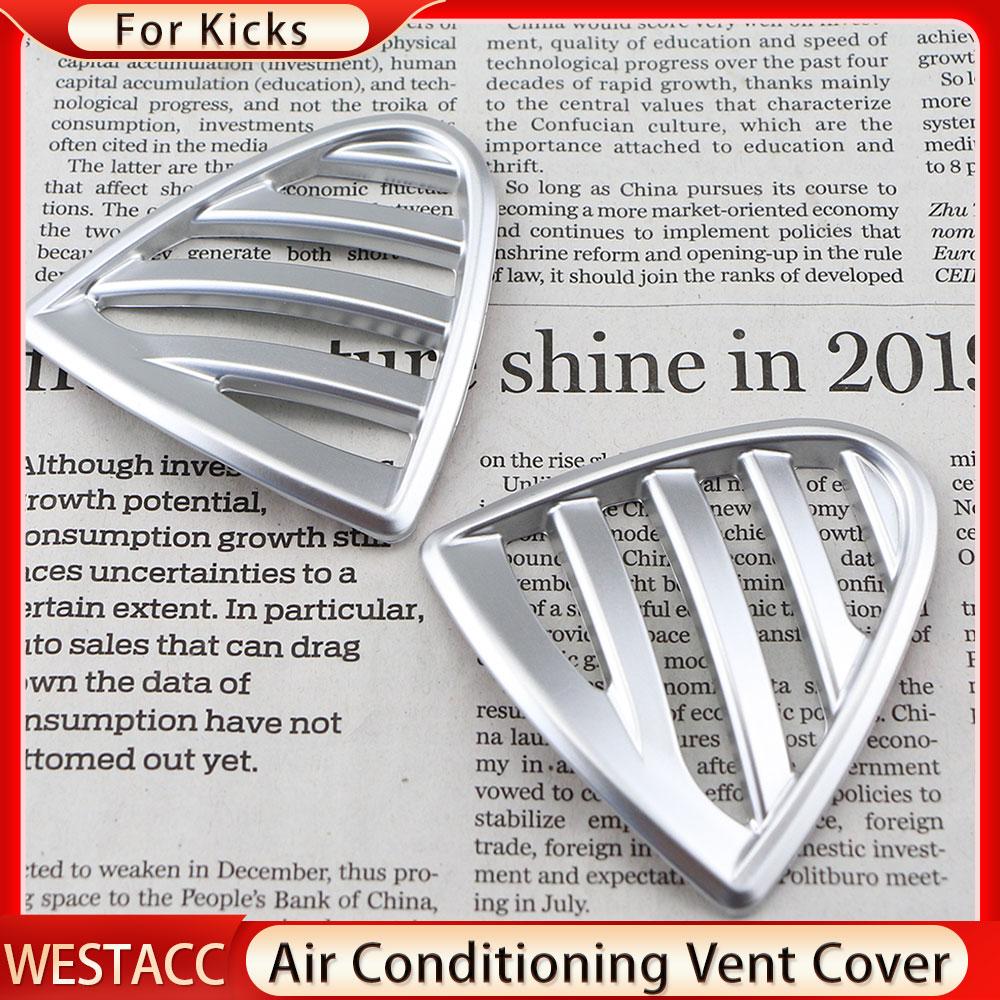 2 Stücke Chrom Auto Klimaanlage AC Outlet Vent Abdeckung Aufkleber für Nissan Kicks 2017 2018 2022 2023