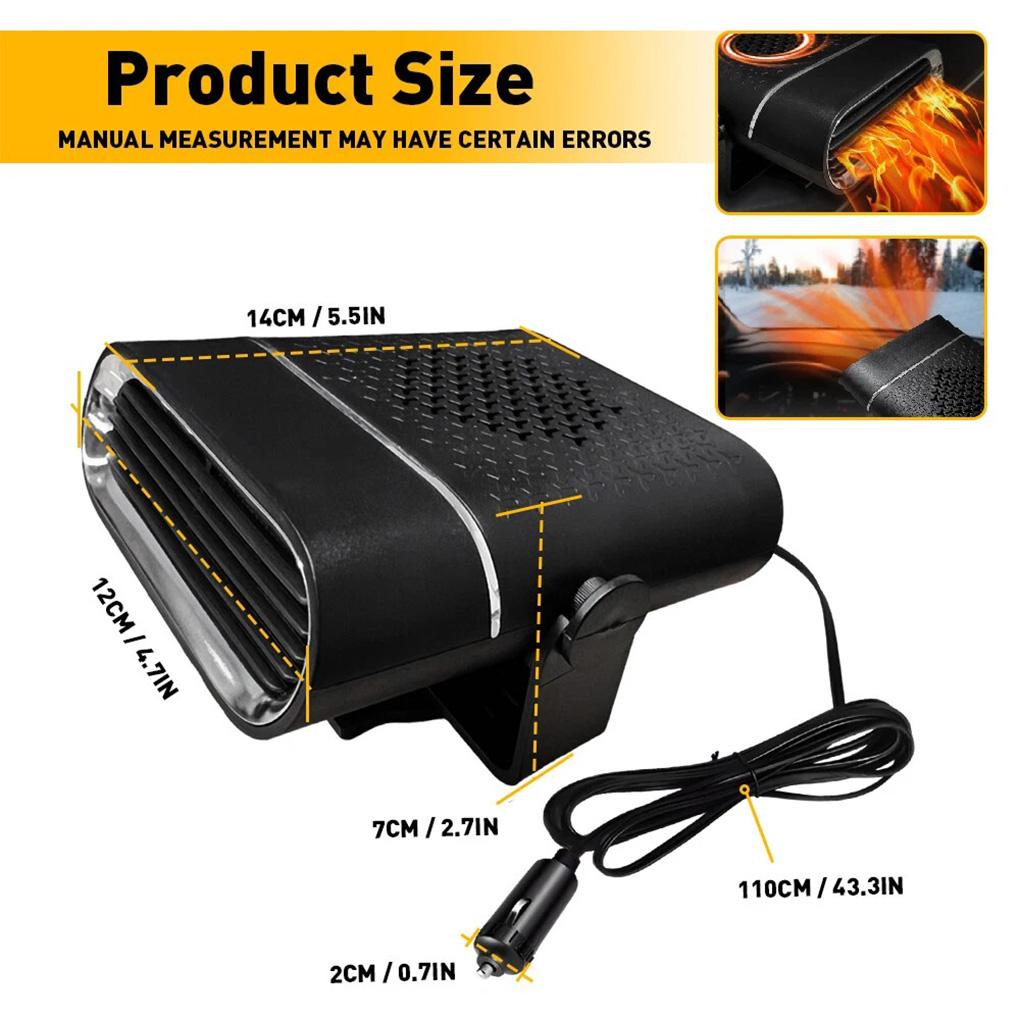 Car Heater Fan 12V Car Air Heater Fan Winter Windshield Defogger Defroster Heating 360°Rotation Portable Truck Electric Heater