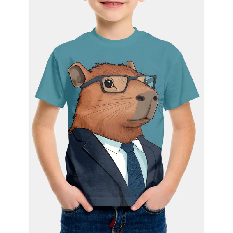 Capybara Children's T-Shirt Tops 3D Print Kids Clothes Boys T-Shirt Short Sleeve Tee Summer T-Shirt for Boy Cartoon Girl Clothes