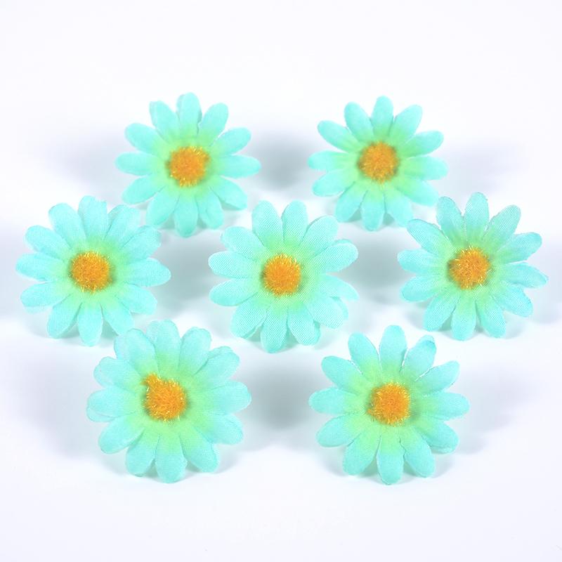 50PCs Dasiy Artificial Flowers 3.5cm Fake Flower Head For Home Wedding Garden Decoration DIY Bride Wreath Accessories Gift Craft