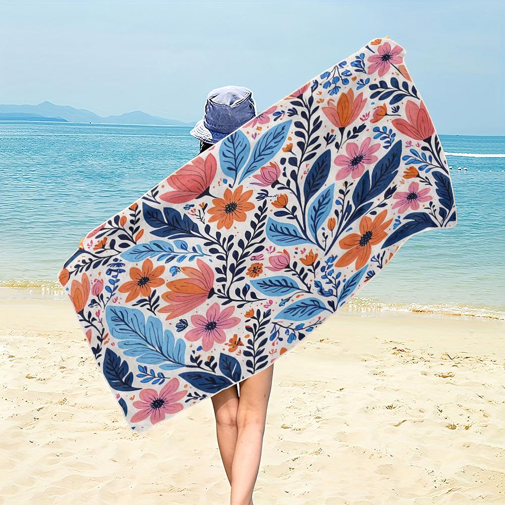 Soft Microfiber Beach Towel Small Floral  Beach Towel,soft and Absorbent,essential for Camping,swimming,and Beach Activities