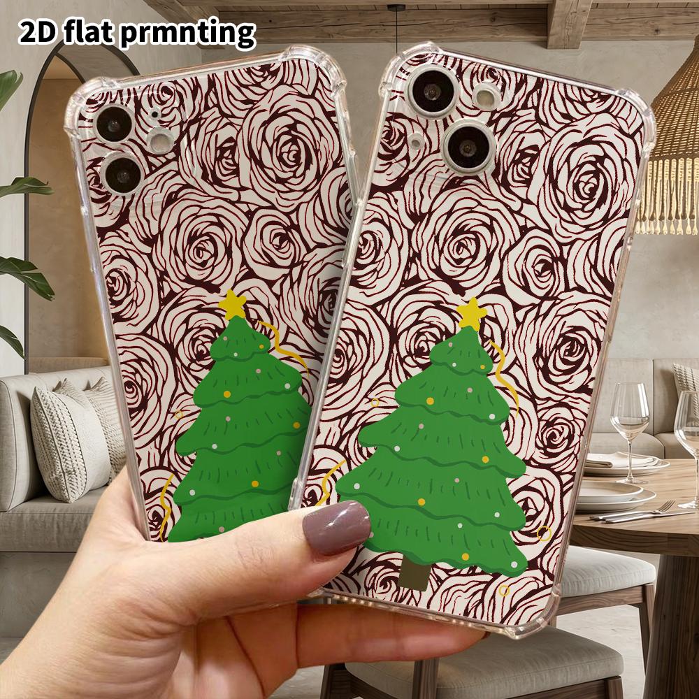 Phone Case: 2D flat design, fits iPhone 18 17 16 15 14 13 Pro, transparent corners protective case, Christmas cartoon, Christmas and Halloween gift
