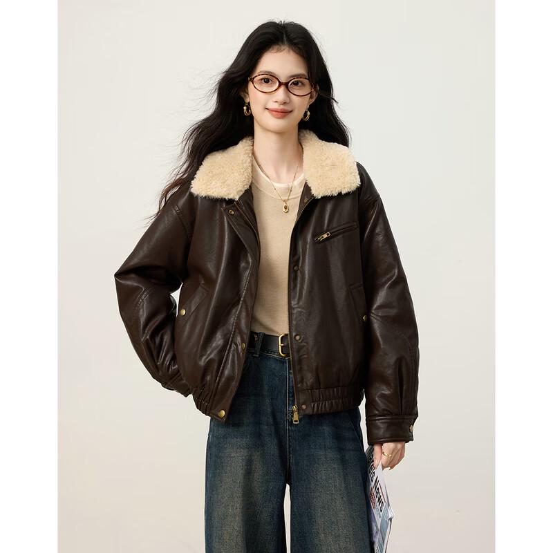 Women's Warm Retro Biker Faux Leather Jacket