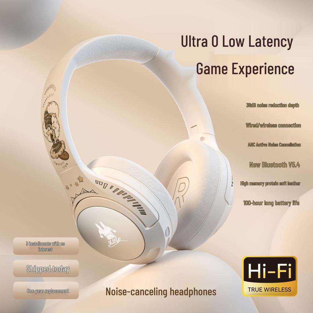Low Latency Wireless ANC Over-Ear Bluetooth Headphones with Long Battery Life for Gaming