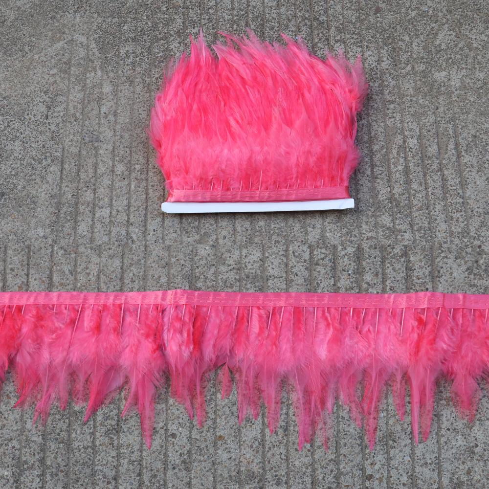 Feather5 10Meters Rooster Feather Trim 8-13CM Colored Chicken Feathers Ribbon  3-5" Saddle Pheasant Feathers Trim Fringe