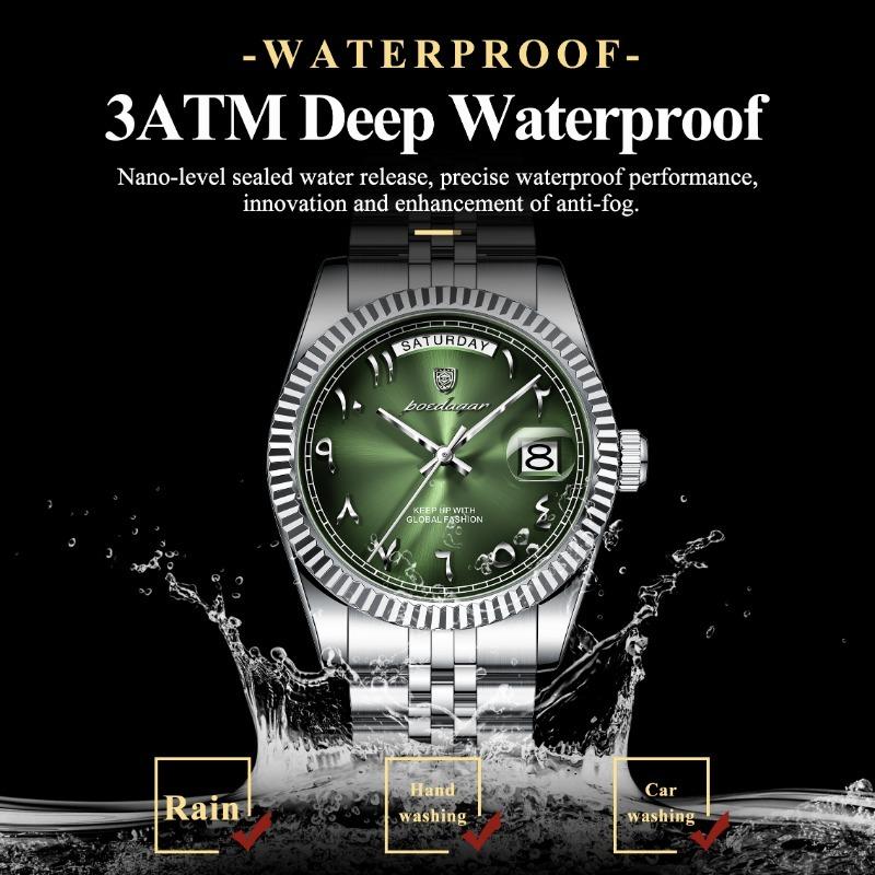 POEDAGAR Fashion High Quality Men Clock Waterproof Date Week Watch for Man Stainless Steel Luxury Quartz Watches + Box