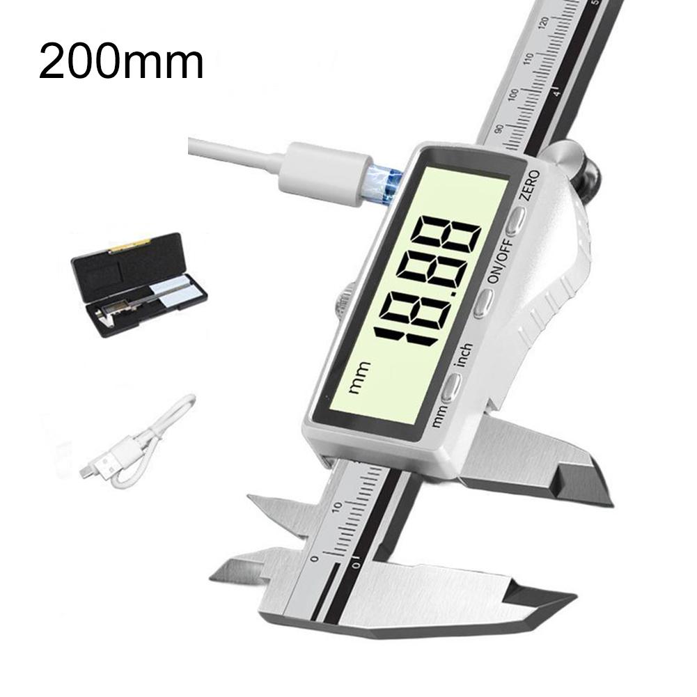 Rechargeable Electronic Digital Display Vernier Caliper (150/200/300mm), Stainless Steel, HD Full-Screen Caliper