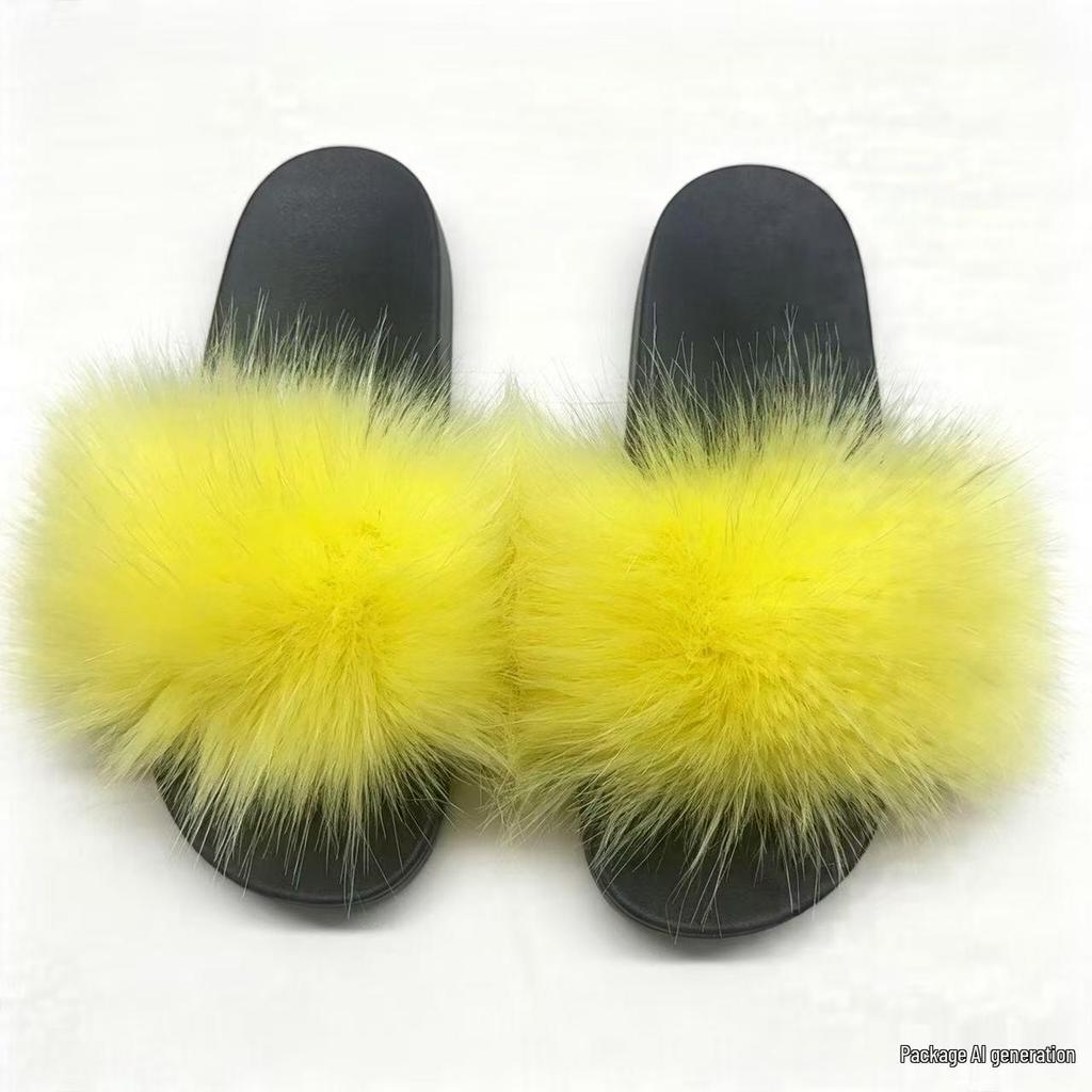 2026 Korean Summer Women's Fashion Slippers: Comfortable, Non-slip, Single Strap, Furry, Casual, Outdoor Wear.