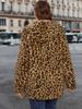 Autumn Winter Leopard Print Plush Jacket Women's Loose Hooded Warm Thick